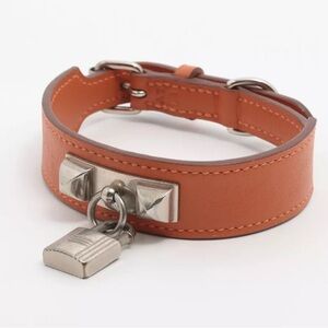 Hermes Medor Pet Collar - Orange Leather